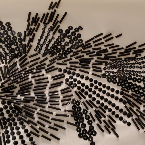 WHBM size SP white with black beaded spaghetti strap top - Picture 2 of 9